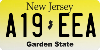 NJ license plate A19EEA
