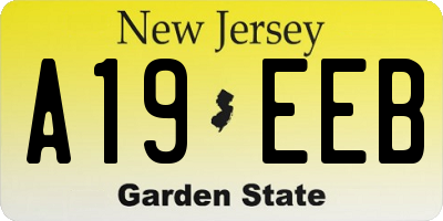 NJ license plate A19EEB