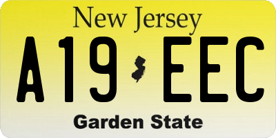 NJ license plate A19EEC