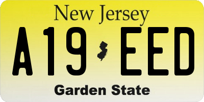 NJ license plate A19EED