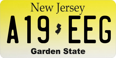 NJ license plate A19EEG