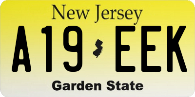 NJ license plate A19EEK