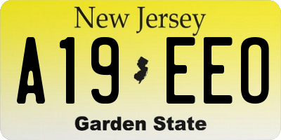 NJ license plate A19EEO