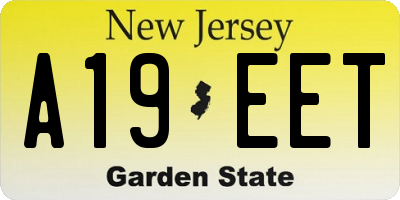 NJ license plate A19EET