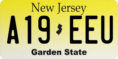 NJ license plate A19EEU