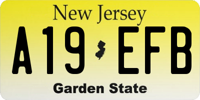 NJ license plate A19EFB