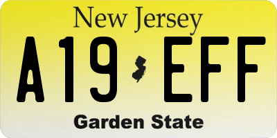 NJ license plate A19EFF
