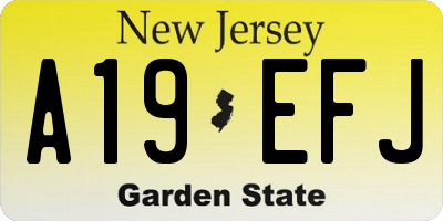 NJ license plate A19EFJ