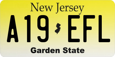 NJ license plate A19EFL