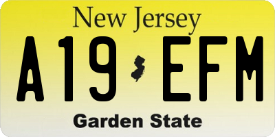 NJ license plate A19EFM