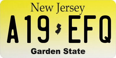NJ license plate A19EFQ