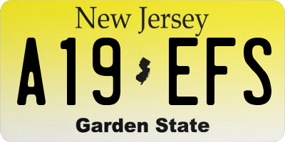 NJ license plate A19EFS