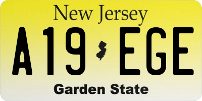 NJ license plate A19EGE