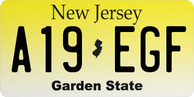 NJ license plate A19EGF