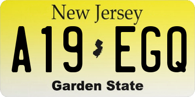 NJ license plate A19EGQ