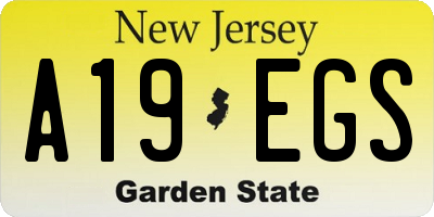 NJ license plate A19EGS