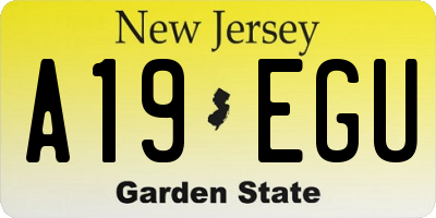 NJ license plate A19EGU
