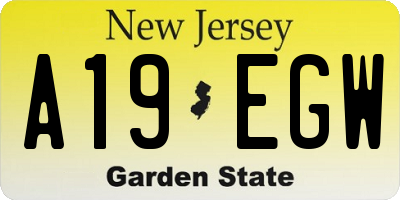 NJ license plate A19EGW