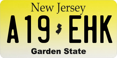 NJ license plate A19EHK