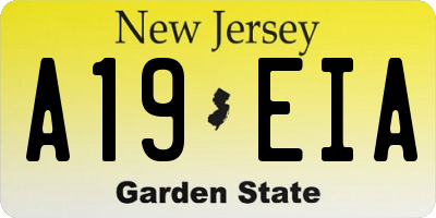 NJ license plate A19EIA