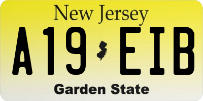 NJ license plate A19EIB