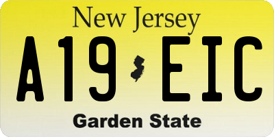 NJ license plate A19EIC