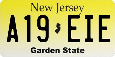 NJ license plate A19EIE