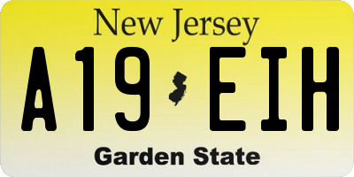 NJ license plate A19EIH