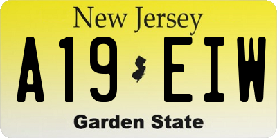 NJ license plate A19EIW
