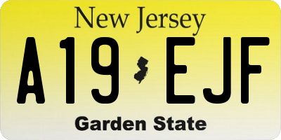NJ license plate A19EJF