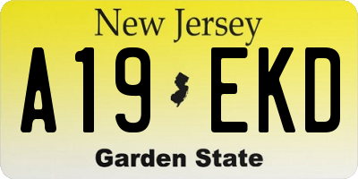 NJ license plate A19EKD