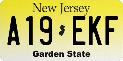 NJ license plate A19EKF