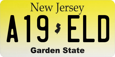 NJ license plate A19ELD