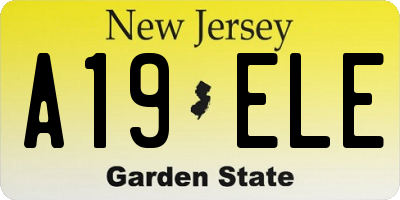 NJ license plate A19ELE