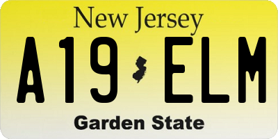 NJ license plate A19ELM