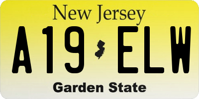 NJ license plate A19ELW