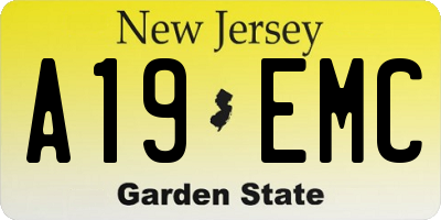 NJ license plate A19EMC