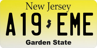 NJ license plate A19EME