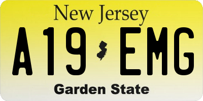 NJ license plate A19EMG