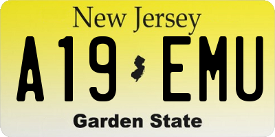 NJ license plate A19EMU
