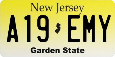NJ license plate A19EMY