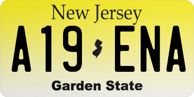 NJ license plate A19ENA