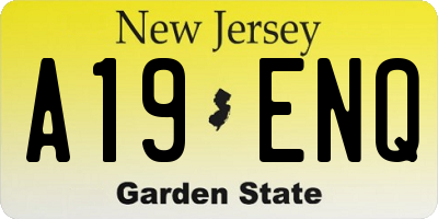 NJ license plate A19ENQ