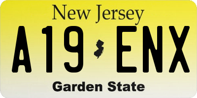 NJ license plate A19ENX