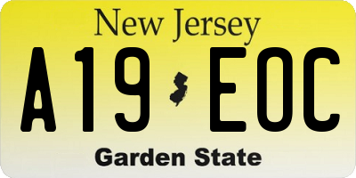 NJ license plate A19EOC