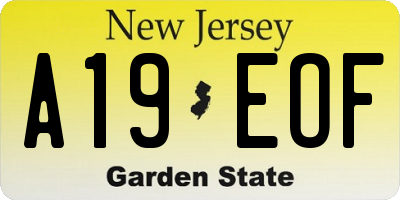 NJ license plate A19EOF