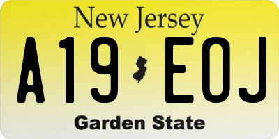 NJ license plate A19EOJ
