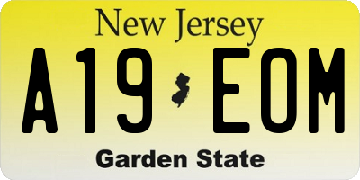 NJ license plate A19EOM