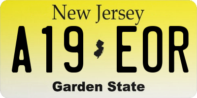 NJ license plate A19EOR