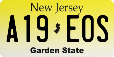 NJ license plate A19EOS